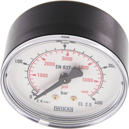 Manometer waagerecht (KU/Ms), 63mm, 0 - 400 bar, G 1/4"