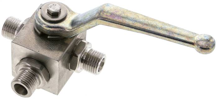 ES-Hochdruck-3-Wege Kugelhahn, L-Bohrung, 8 S (M16x1,5), 0 bis 400bar