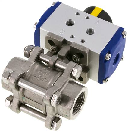 Pneumat. Edelstahl-Kugelhahn, G 3/4", doppeltwirkend