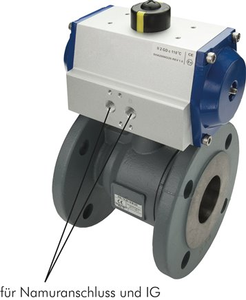 Pneum. Flanschkugelhahn, DN50-PN16 (DIN/EN), Feder-öffnend