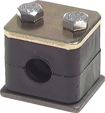Rohrschelle, 12mm, Baugröße 0, leichte Baureihe (nur eine seitliche Befestigungs, mit Anschweißplatte & Deckplatte