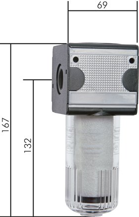 MULTIFIX Vakuumfilter, G 1/2", Baur. 2, Metallbehälter mit Sichtrohr