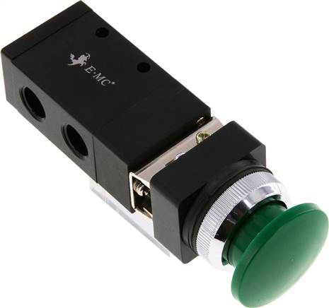 3/2-Wege (NC/NO) Pilztaster-Ventil, grün, G 1/4"