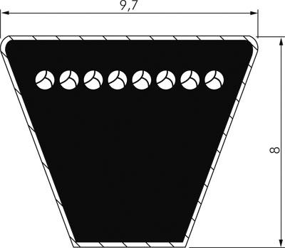 Schmalkeilriemen, DIN 7753/1, SPZ 9,7x8, Ld=812mm