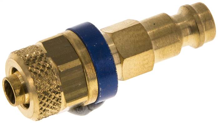 Kupplungsstecker (NW5) 8x6mm Schlauch, Messing, blau