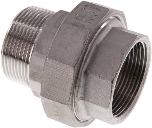 Verschraubung flach dichtend Rp/R 1-1/2" (IG/AG), Edelstahl