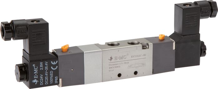 5/3-Wege Magnetventil, G 1/8", Mittelstellung geschlossen, 230 V AC, Ecoline