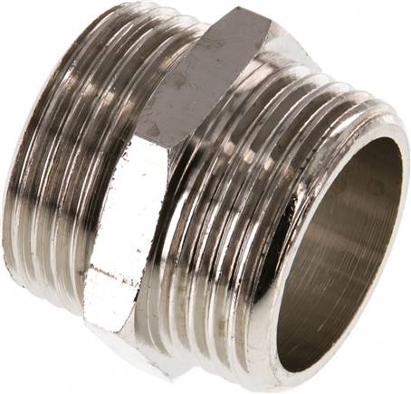 Doppelnippel G 1"-G 1", Messing vernickelt