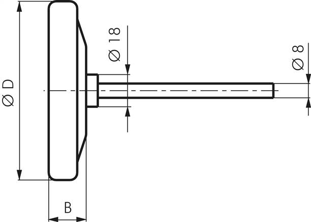 Bimetallthermometer, waagerecht D100/-30 bis +50°C/200mm, Edelstahl