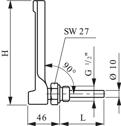 Maschinenthermometer (200mm) waagerecht/0 bis +200°C/400mm