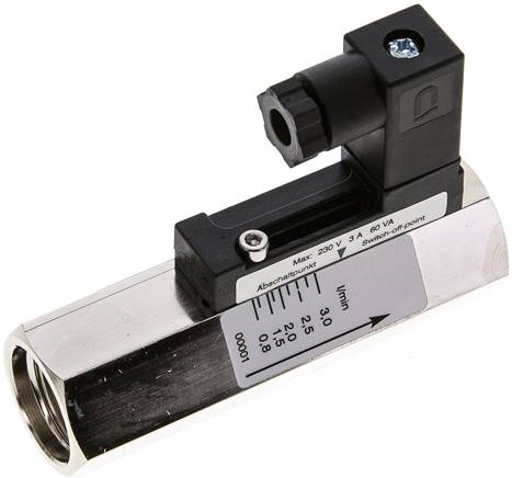 Durchflusswächter G 1/2" (IG), 0,8 - 3 l/min, Messing vernickelt