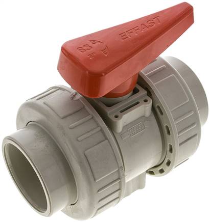 Schweißmuffen-Kugelhahn, PP-H / FKM, 63mm (Industrieausf.)