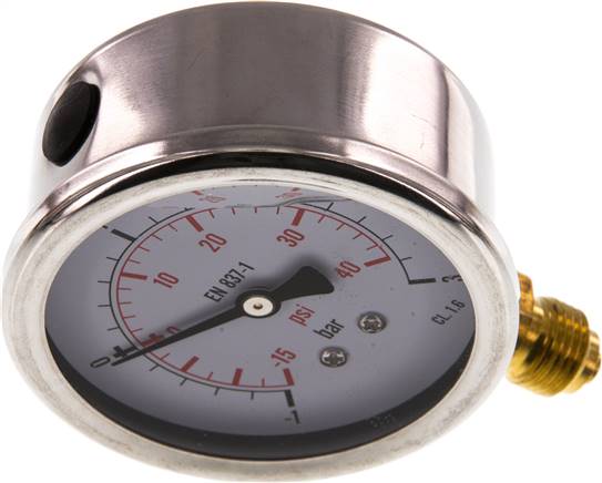 Glycerin-Manometer senkrecht (CrNi/Ms), 63mm, -1 bis 3 bar -Eco-Line