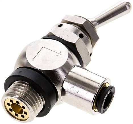 Kipphebelventil 3/2-Wege, Druckeingang: Hohlschraube, 6 mm (außen)-G 1/4" (AG)