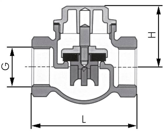 Rückschlagventil (schwer), G 1", PN 20, Rotguss