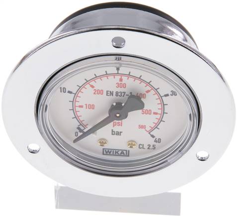 Einbaumanometer (CrNi/Ms), Frontring, 50mm, 0 - 40 bar