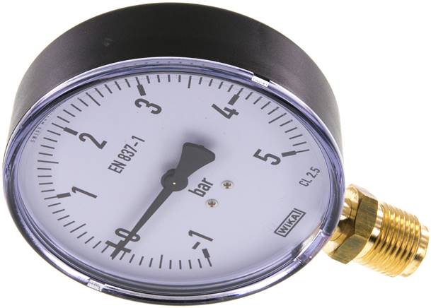 Manometer senkrecht, 100mm, -1 bis 5 bar
