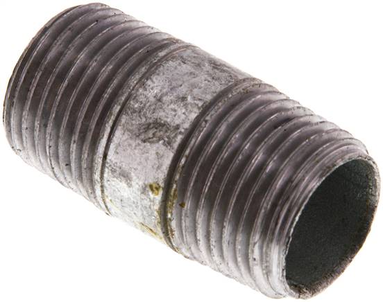 Rohrdoppelnippel R 1/2"-40mm, Stahlrohr ST 37 verzinkt