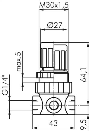 Druckbegrenzungsventil, G 1/4", 0,1 - 2 bar, Mini