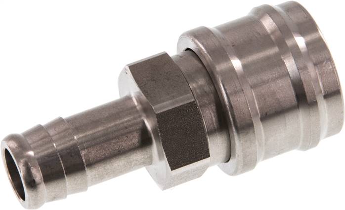 Schnellkupplung (NW7,2) 13 (1/2")mm Schlauch, Edelstahl, für Stecker beidseitig absperrend