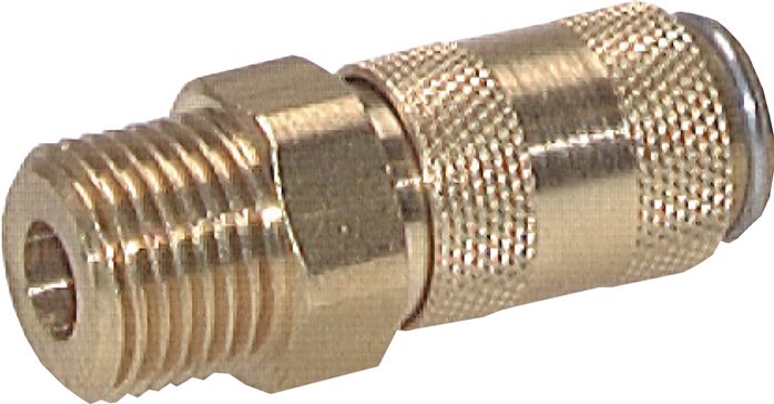 Schnellkupplung (NW2,7) M 5(AG), Messing, für Stecker beidseitig absperrend