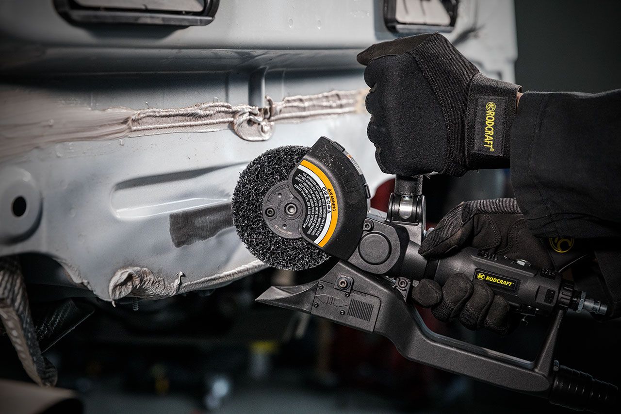 Rodcraft RC7095 Druckluft MBX Multi-Schleifer, stufenlose Geschwindigkeitsregulierung, verstellbarer Handgriff, optimal für Werkstätten!