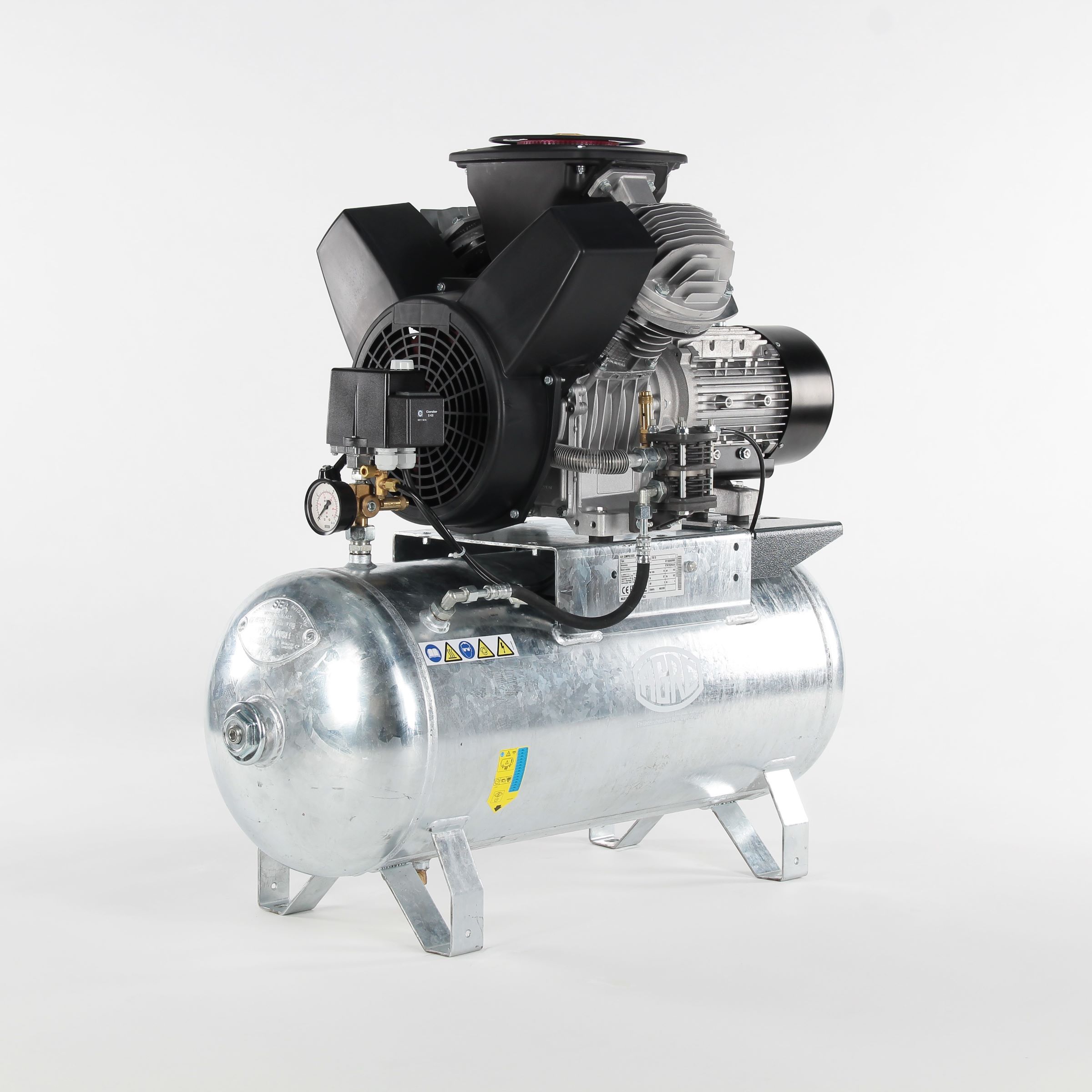 AGRE Industrie-Kolbenkompressor Typ ALG MEK-O-2 10 90 W 4116002218 auf verzinktem Behälter