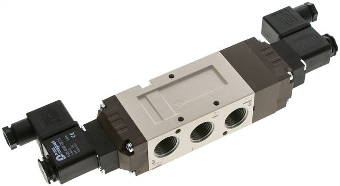 5/3-Wege Magnetventil, G 1/2", Mittelstellung geschlossen, 12 V=, Pilot: Polyamid