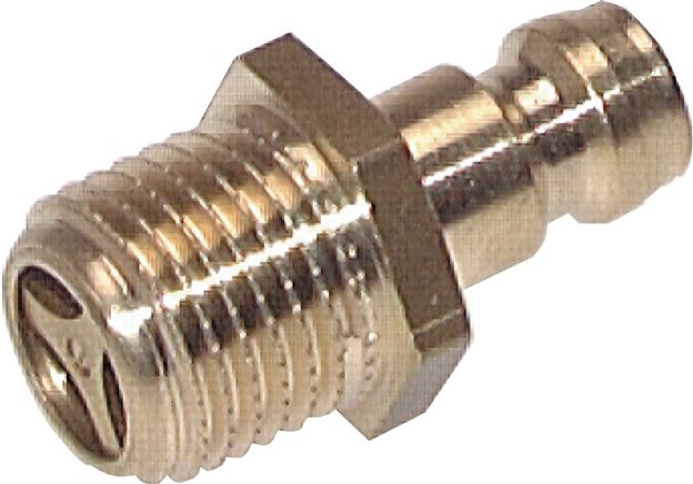 Temperierkupplungsstecker 9mm Zapfen,G 1/4"(AG), Edelstahl, beidseitig absperrend