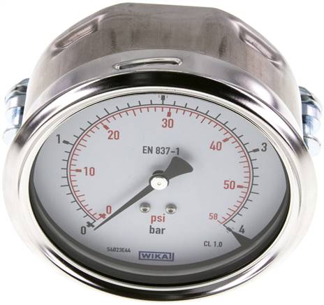Einbaumanometer, 3-kant-Frontring, 100mm, 0 - 4 bar