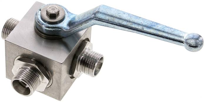 ES-Hochdruck-3-Wege Kugelhahn, L-Bohrung, 12 L (M18x1,5), 0 bis 315bar
