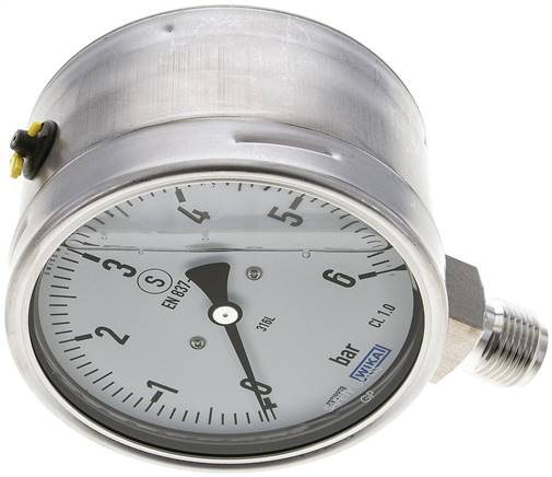 Gly.-Sicherheits-Manometer senkrecht,100mm, 0 - 6 bar