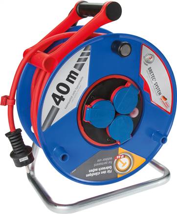 Kabeltrommel 25 mtr., IP44, mit feststehenden Steckdosen, BGI 608