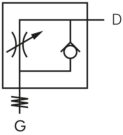Winkel-Drosselrückschlagventil G 1/4"-10mm,abluftregelnd (Standard), Messing