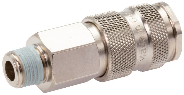 Schnellkupplung (NW7,2) R 1/2"(AG), Stahl gehärtet, vernickelt / Messing vernickel