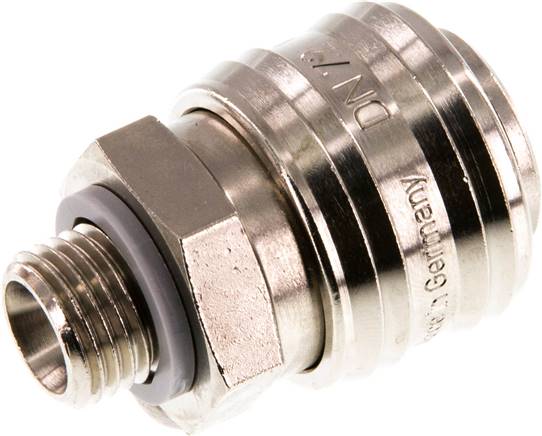 Schnellkupplung (NW7,2) G 1/4"(AG), Messing vernickelt, für Stecker beidseitig absperrend