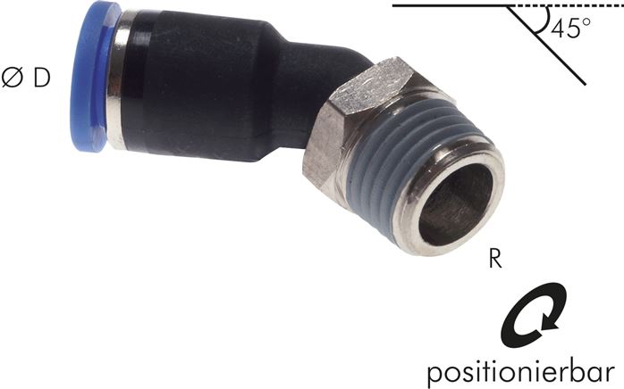 45°-Steckanschluss R 1/4"-8mm, IQS-Standard