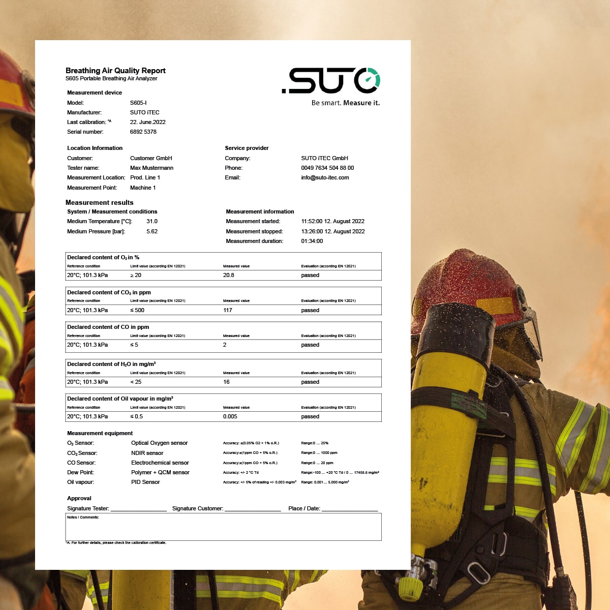 S605-I Atemluftqualitäts-Analysator, tragbar, mit Öldampfsensor, PDF-Report