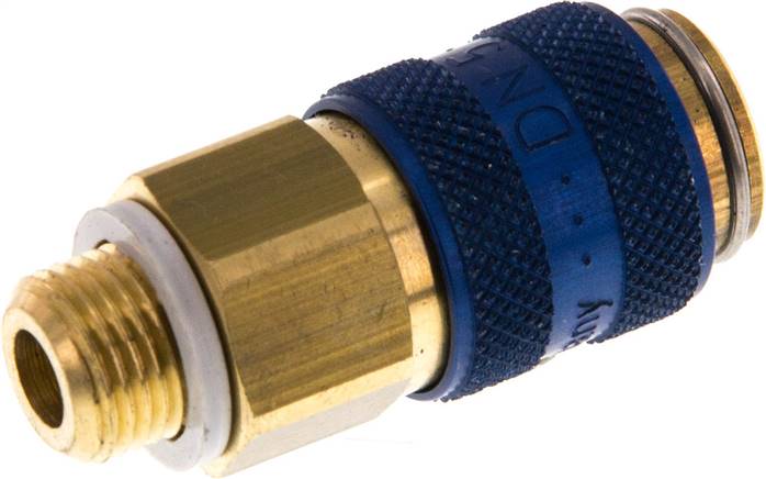 Schnellkupplung (NW5) G 1/8"(AG), Messing, für Stecker beidseitig absperrend, blau