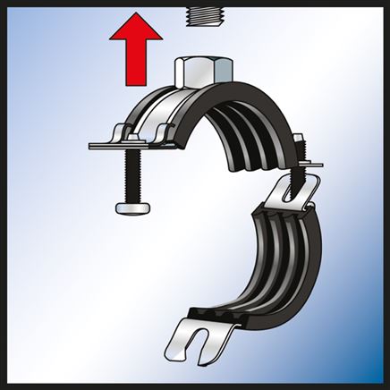 Rohrschelle 120 - 129mm,Stahl verzinkt mit Einlage, FISCHER
