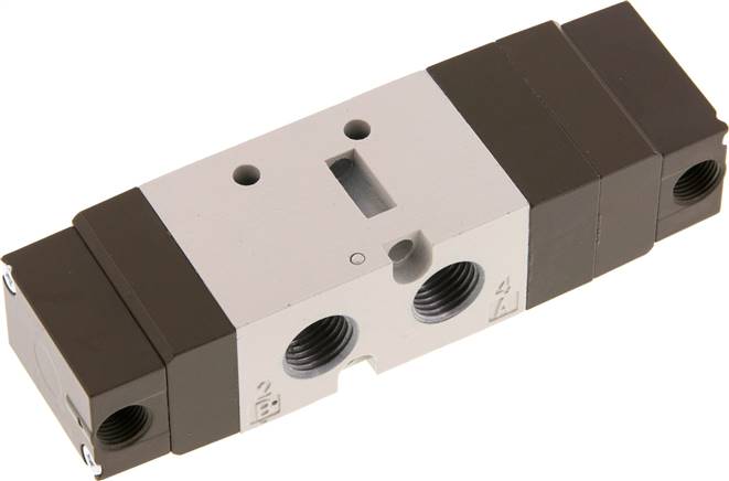 5/3-Wege Pneumatikventil, G 1/4" (Pilot u. Abluft G 1/8"), Mittelstellung geschl