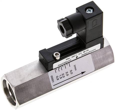 Durchflusswächter G 1/2" (IG), 0,8 - 3 l/min, 1.4571