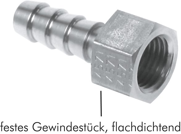 Aufschraub-Schlauchtülle G 1/4"-9 (3/8")mm, Messing vernickelt