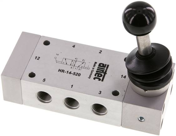 5/2-Wege Handhebelventil, Raste, G 1/4"