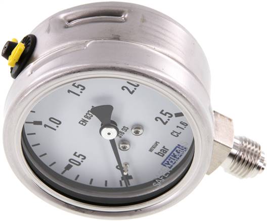 Chemie-Manometer senkrecht, 63mm, 0 - 2,5 bar