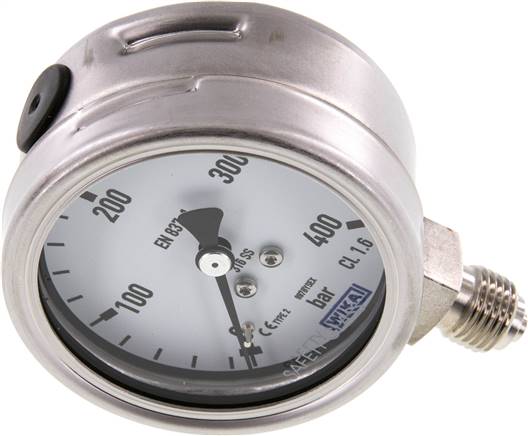 Chemie-Manometer senkrecht, 63mm, 0 - 400 bar
