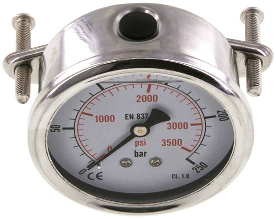 Glycerin-Einbaumanometer, 3kt-Frontring, 63mm, 0 - 250 bar -Eco-Line