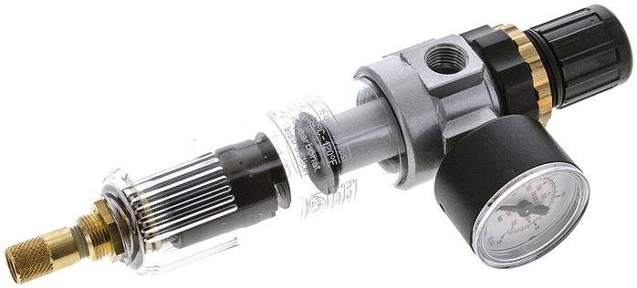 Mini-Filterregler G 1/4", 0,5 - 16 bar, Kondensatablass automatisch