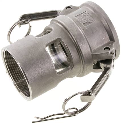 DIN/EN-Kamlock-Kupplung mit Sichtglas (D/DF) G 2"(IG), Edelstahl (1.4408)