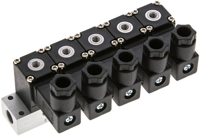 3/2-Wege Magnetventil, M 5, geschlossen (NC), 5-fach 24V=